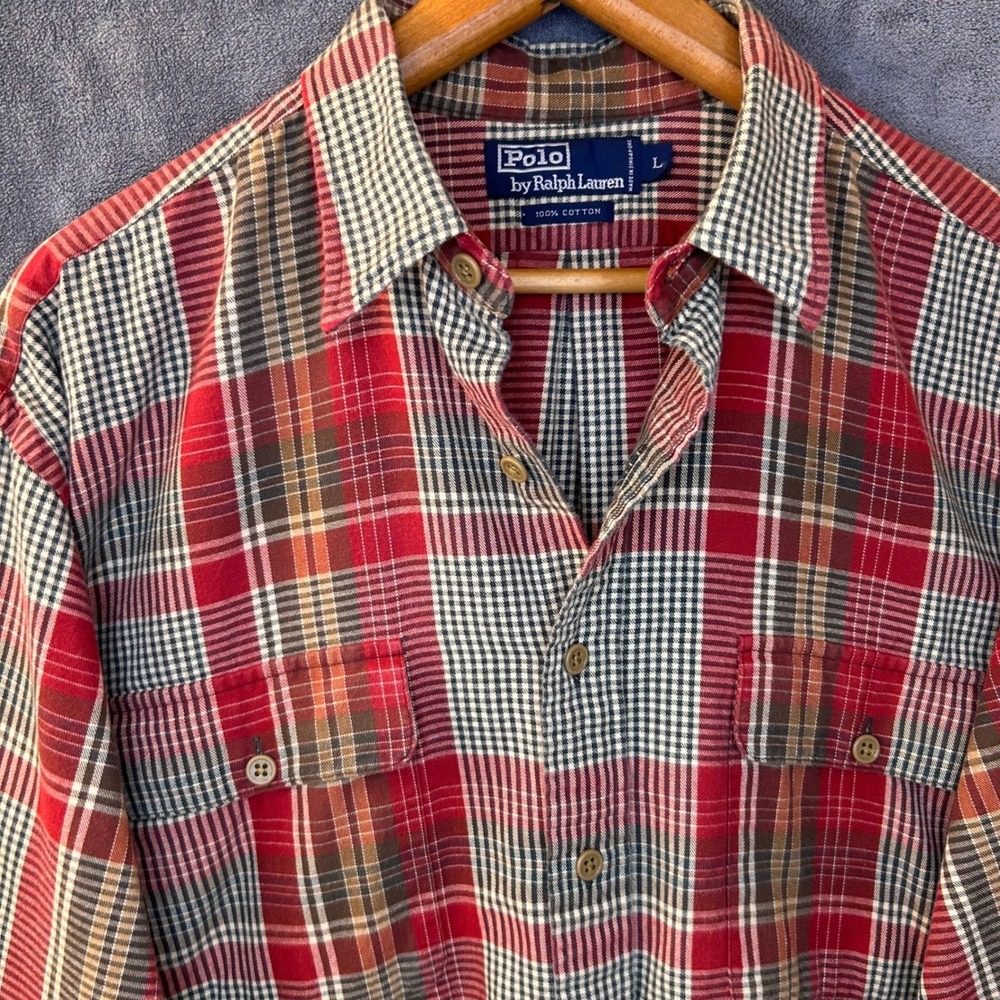 Polo by Ralph Lauren Mens X-Large (L Tag) Plaid Button Down Long Sleeve Shirt